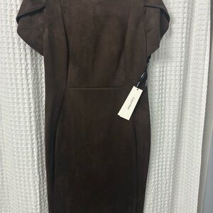 Calvin Klein Brown Faux Suede Dress NWT